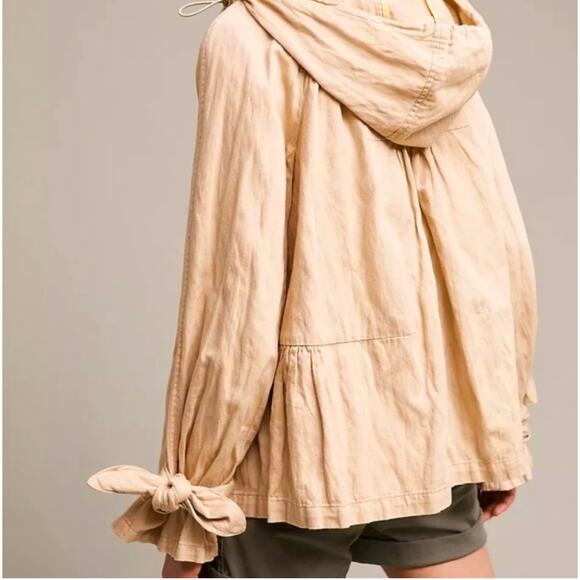 Anthro Hei Hei Khaki Tiered Swing Trench Coat womens medium - Picture 3 of 13